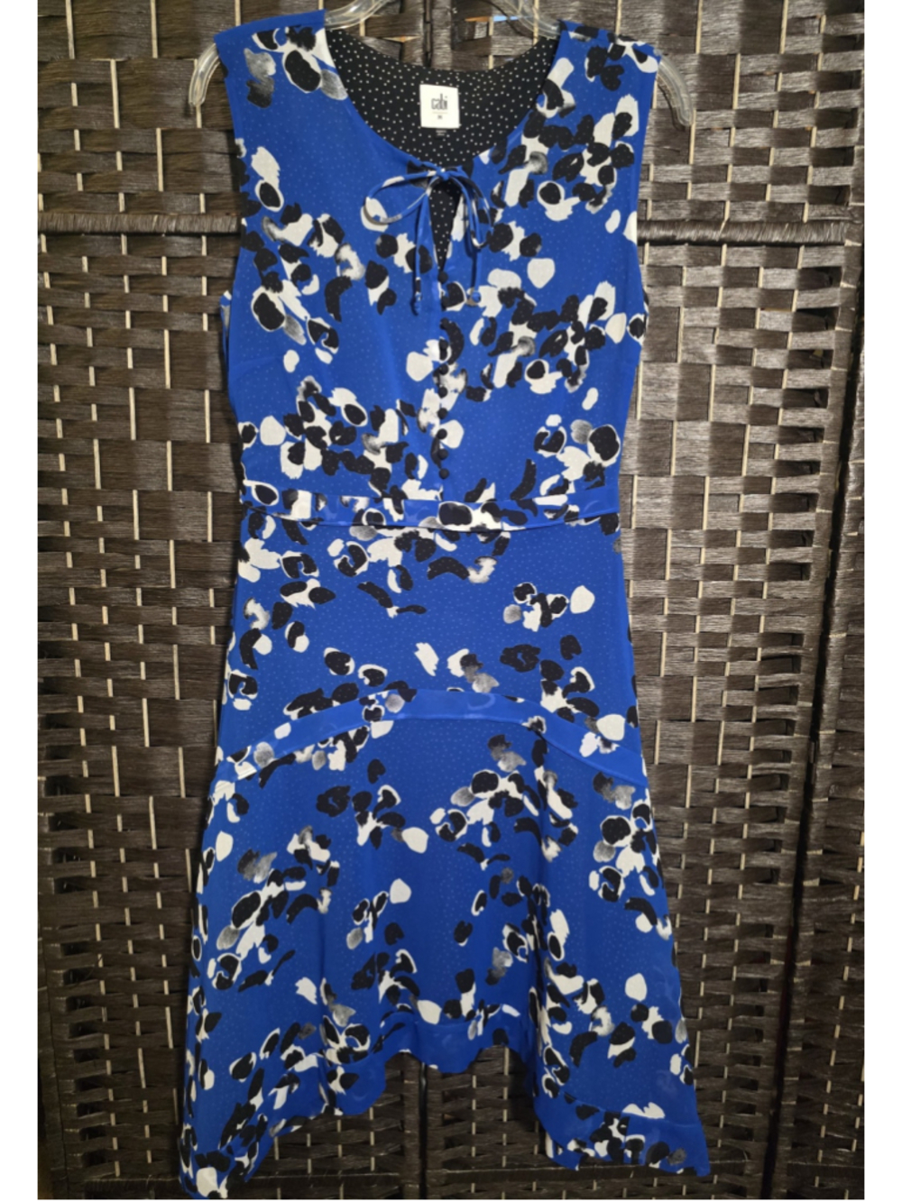 Cabi Untamed Dress M Medium Electric Cobalt Blue Floral Polka Dot NWOT Flawless